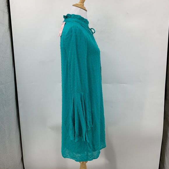 Chelsea & Violet Shirt Dress Womens XS Extra Small Swiss Dot Bell Sleeve Keyhole - Picture 5 of 15